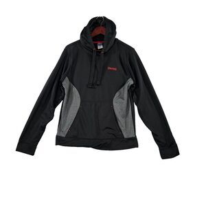 Spalding Mens Hoodie Sweatshirt Pullover Embroidered Logo Pockets Black Gray‎ S